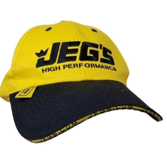 JEGS High Performance Baseball Cap Hat Adjustable Black Yellow Embroidered Cars - Picture 1 of 10